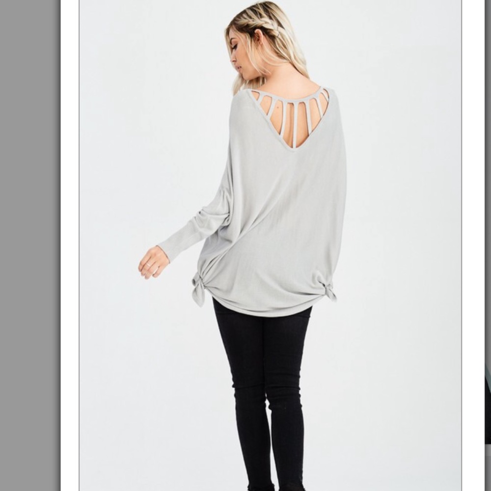 ✨LAST 2 Silver side Tie long sleeve light knit top - Picture 4 of 8
